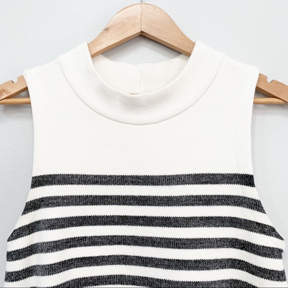 Anthropologie Moth Striped Mock Neck Knit Sleeveless Top Sz M - Picture 2 of 10